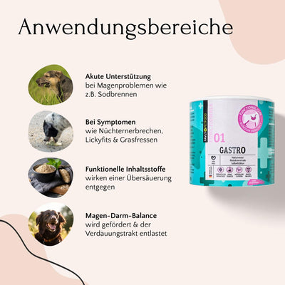 Entdecken Sie 4 Möglichkeiten, wie FAVLY Petfood Bauchwohl Set die Gesundheit von Hund Verdauung & Magen-Darm-Trakt Hund unterstützt.