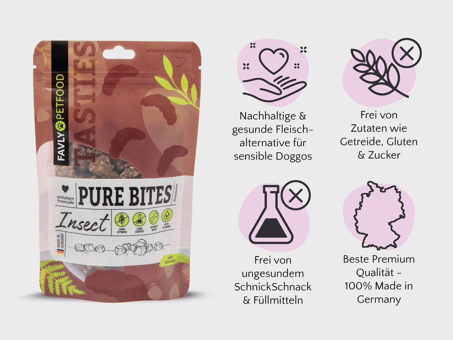 PURE Bites Insect - hypoallergene Insektensnacks mit Obst