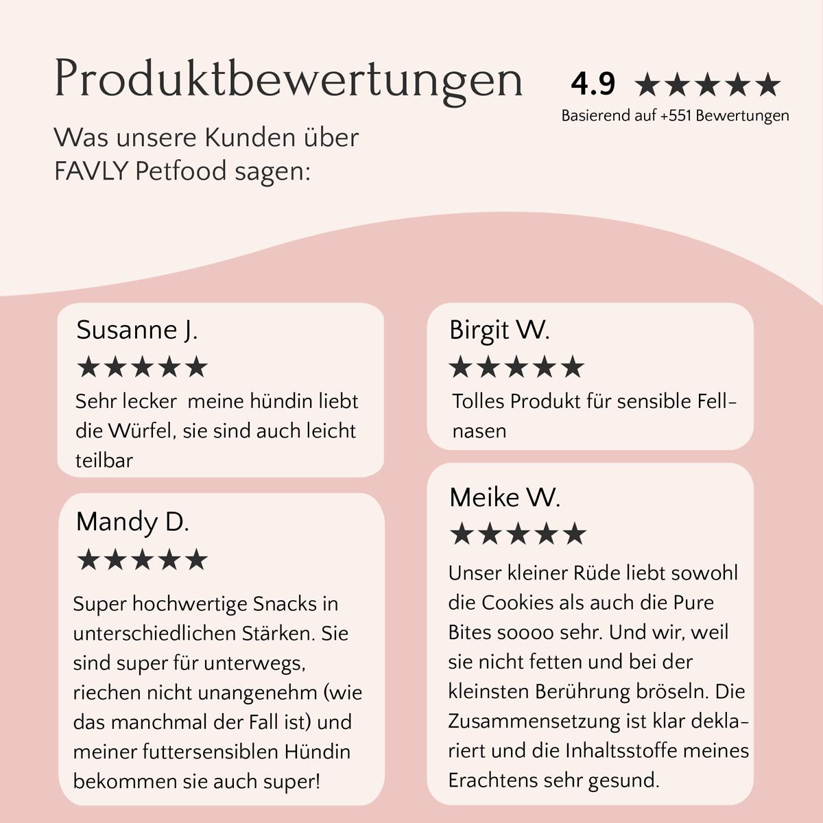 Entdecken Sie Benutzerbewertungen zu FAVLY Petfoods Limited Edition - Nature Cookies @frauchen.backt, mit Sternebewertungen und Einblicken. Entdecken Sie, wie diese natürlichen Zutaten die Gesundheit Ihres Hundes fördern und sie zu idealen Hundesnacks machen, um Ihren pelzigen Freund während Trainingseinheiten zu belohnen.