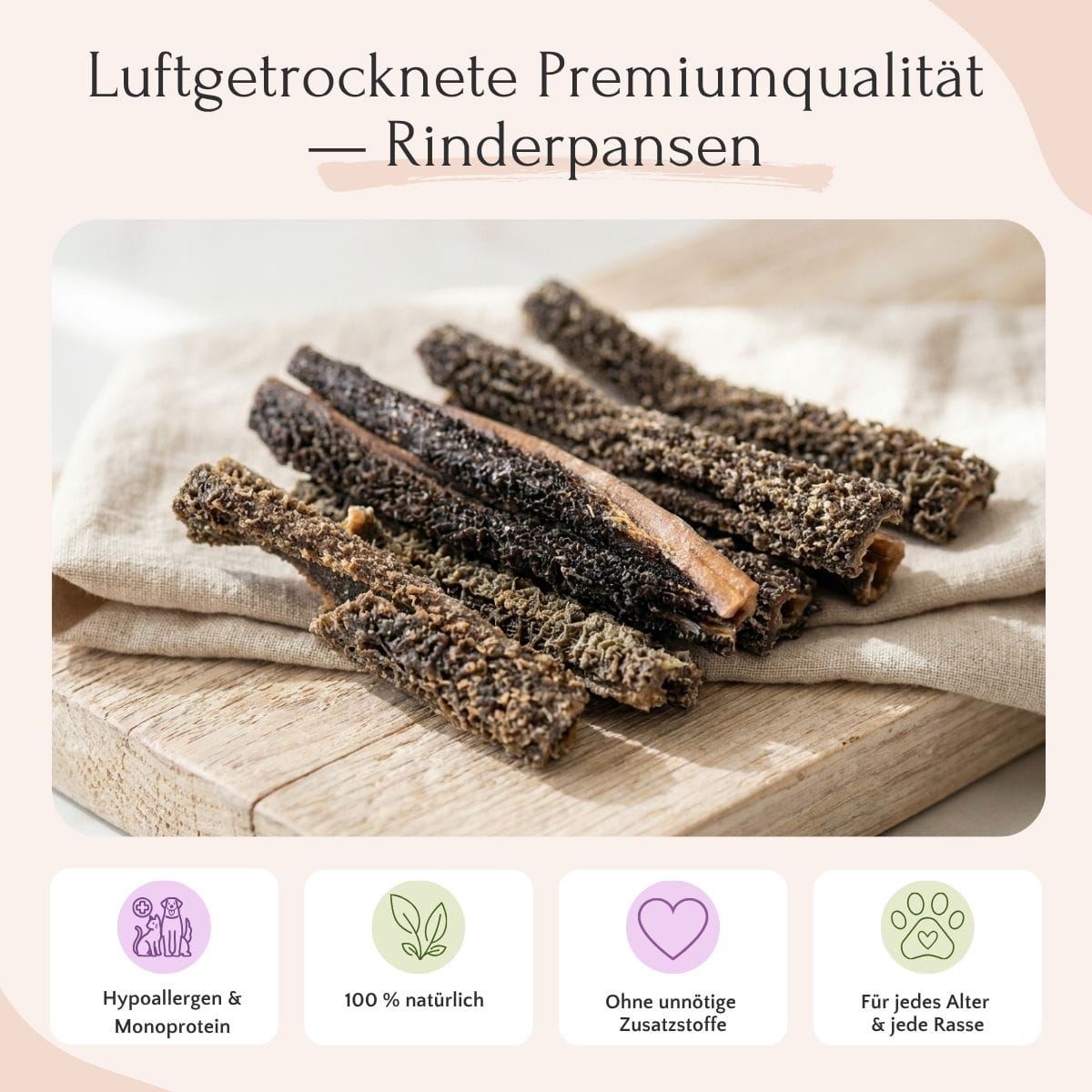 FAVLY Petfood Rinderpansen 1000 g – natürliche Kausnacks zur Unterstützung der Verdauung bei Hunden.