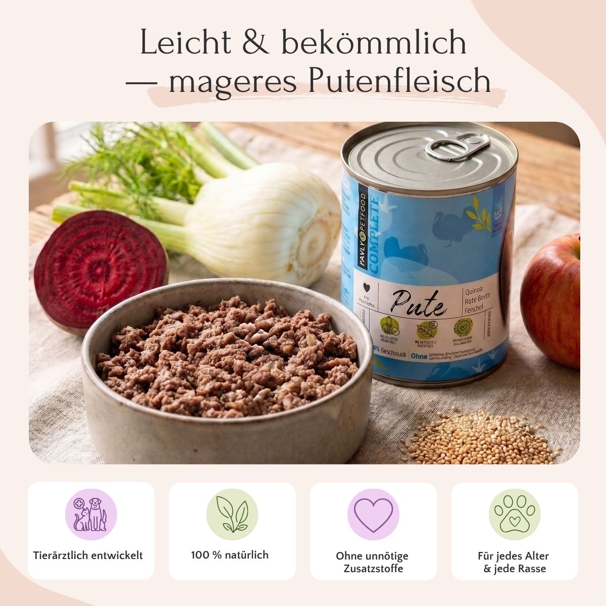 Nassfutter Pute für Hunde – Monoprotein & Schonkost