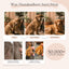 Drei Fotos zeigen das Fell eines braunen Hundes nach 4 und 8 Wochen mit FAVLY Petfood Wild mit Amaranth, Brokkoli & Leinöl.
