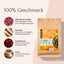 Hundefutterpaket mit den Zutaten: Wild, Pastinake, Cranberries und Kokosnuss. Aufschrift „100% Geschmack“ – ideal für ernährungssensible Hunde.
